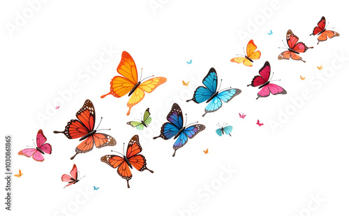 set of butterflies png, flying butterflies, group of butterflies, butterflies isolated on white transparent background, colorful butterfly