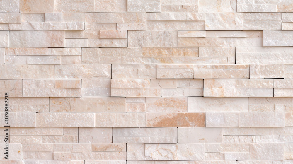 Fototapeta premium Beige Brick Wall with Horizontal Lines, a subtle and sophisticated backdrop featuring a smooth texture and warm tones, perfect for minimalist designs and elegant presentations.