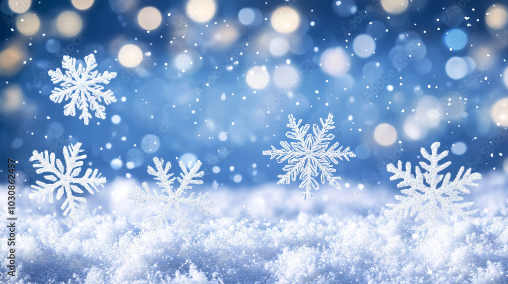 Winter Wonderland with Snowflakes and Bokeh Lights Winter Wonderland with Snowflakes and Bokeh Lights