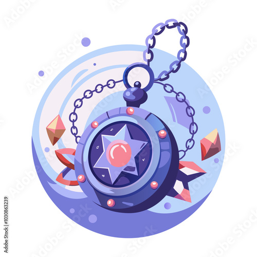 A flat style illustration of mystical locket 