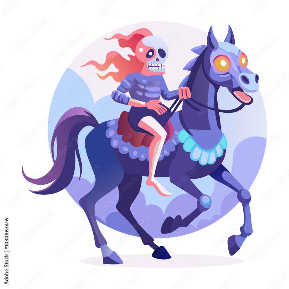A flat illustration of spooky rider A flat illustration of spooky rider
