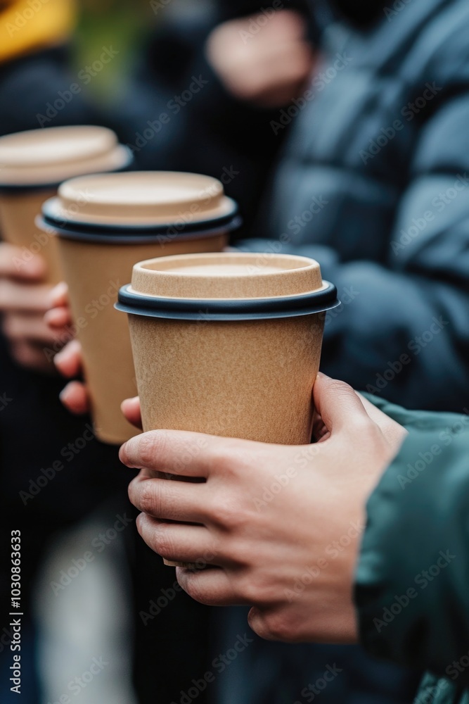 People with coffee cups People with coffee cups