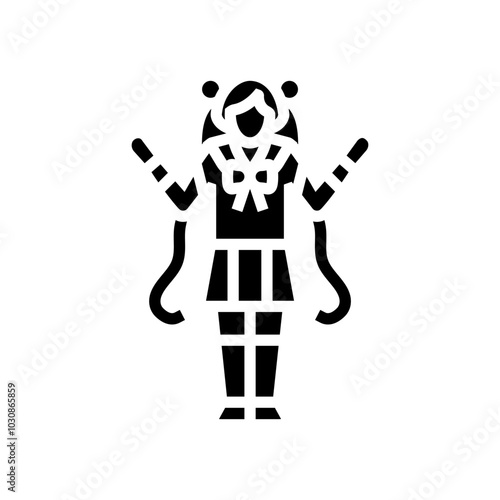 manga cosplay female glyph icon vector. manga cosplay female sign. isolated symbol illustration