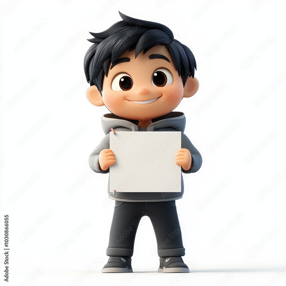 A cheerful young boy stands proudly holding a blank sheet of paper, ready for creativity in a bright, simple setting with no distractions A cheerful young boy stands proudly holding a blank sheet of paper, ready for creativity in a bright, simple setting with no distractions