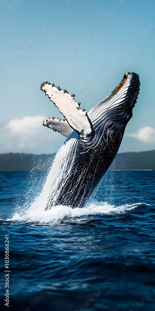 Fototapeta premium Baleia saltando no oceano