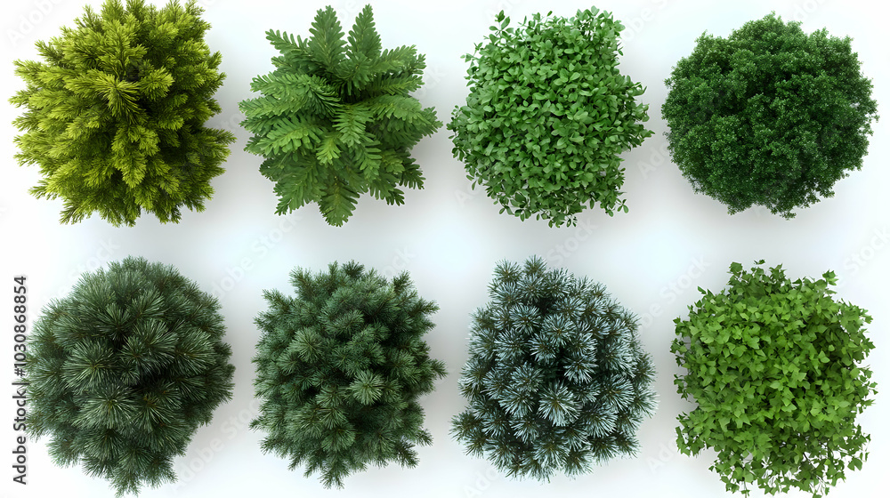 A collection of various green plant shapes arranged on a surface. A collection of various green plant shapes arranged on a surface.