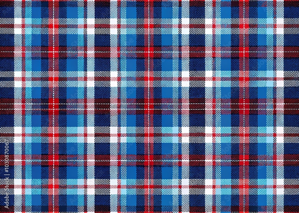 Seamless Plaid Fabric Pattern in Blue, Red, White, and Black for Textile Design and Fashion Seamless Plaid Fabric Pattern in Blue, Red, White, and Black for Textile Design and Fashion