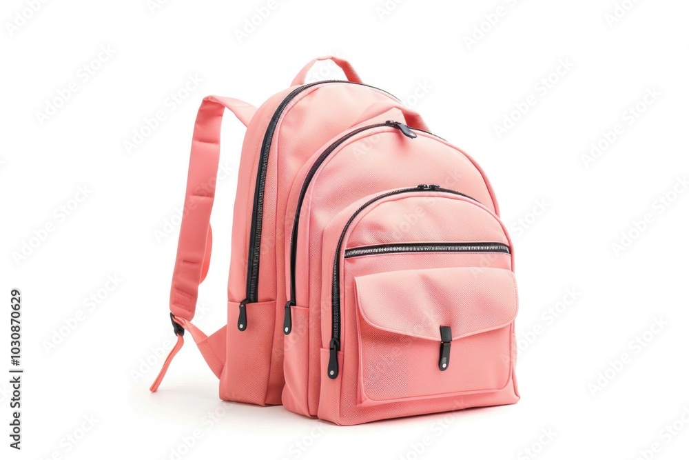 Fototapeta premium Pink Backpack on White Background