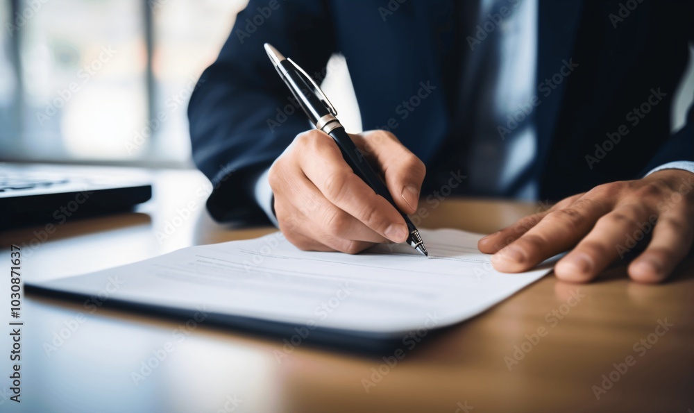 Business Professional Signing Important Document Business Professional Signing Important Document