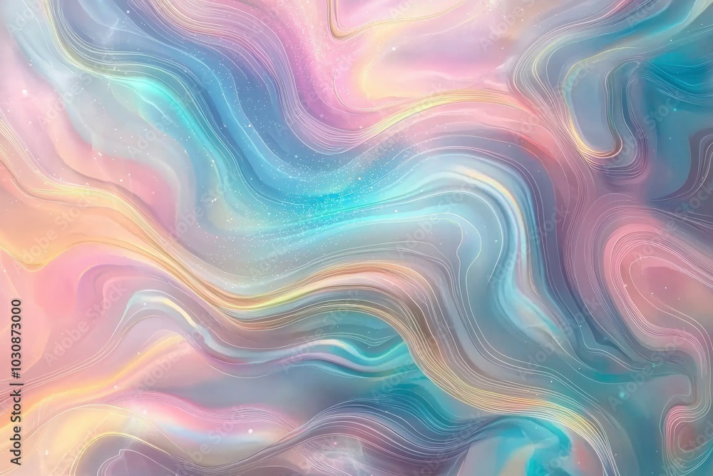 Abstract Pastel Swirls with Iridescent Highlights Abstract Pastel Swirls with Iridescent Highlights