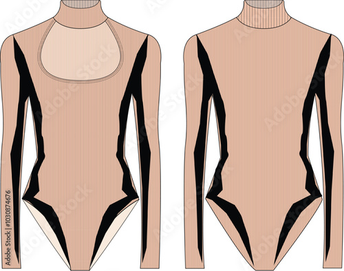 bodysuit with mock collar vector design