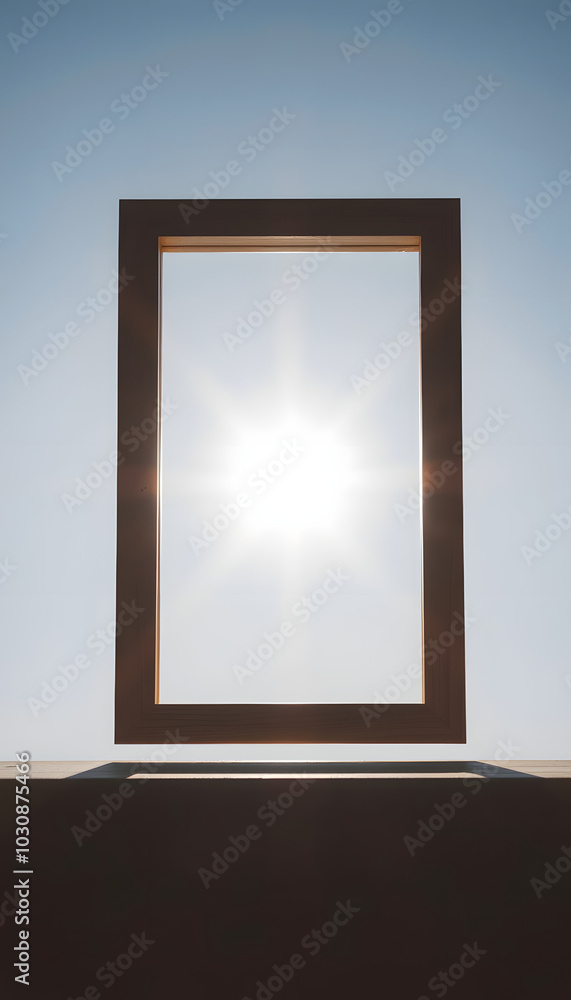 Art Mockup Wooden Frame Sunshine isolated with white highlights, png Art Mockup Wooden Frame Sunshine isolated with white highlights, png