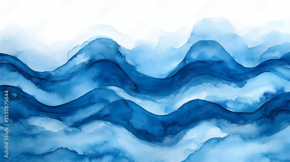Abstract watercolor waves in varying shades of blue. Abstract watercolor waves in varying shades of blue.
