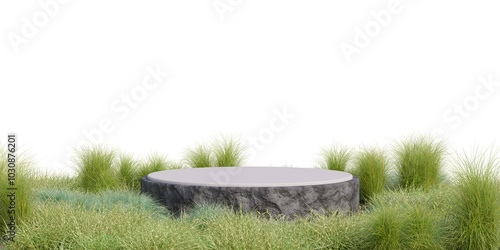 podium stone on desert for display product transparent background 3d PNG