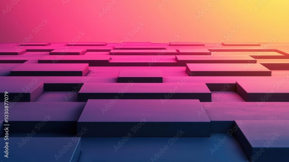 Obraz premium Glowing innovation pathway connecting different concept stages Ideation, Design, Testing, and Refinement, structured and vibrant, 3D illustration