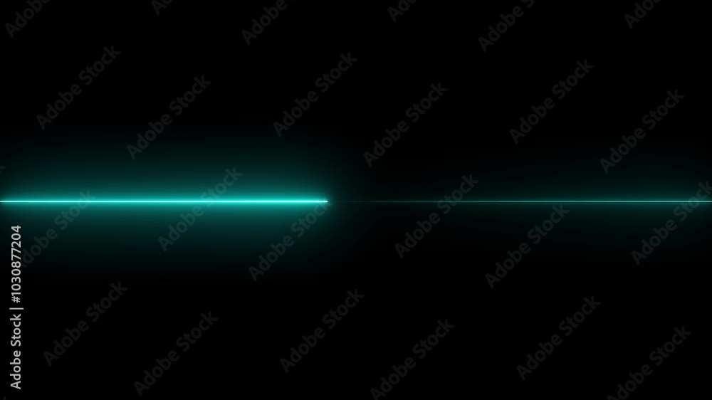 glowing neon line right side cyan color lines. on black background.