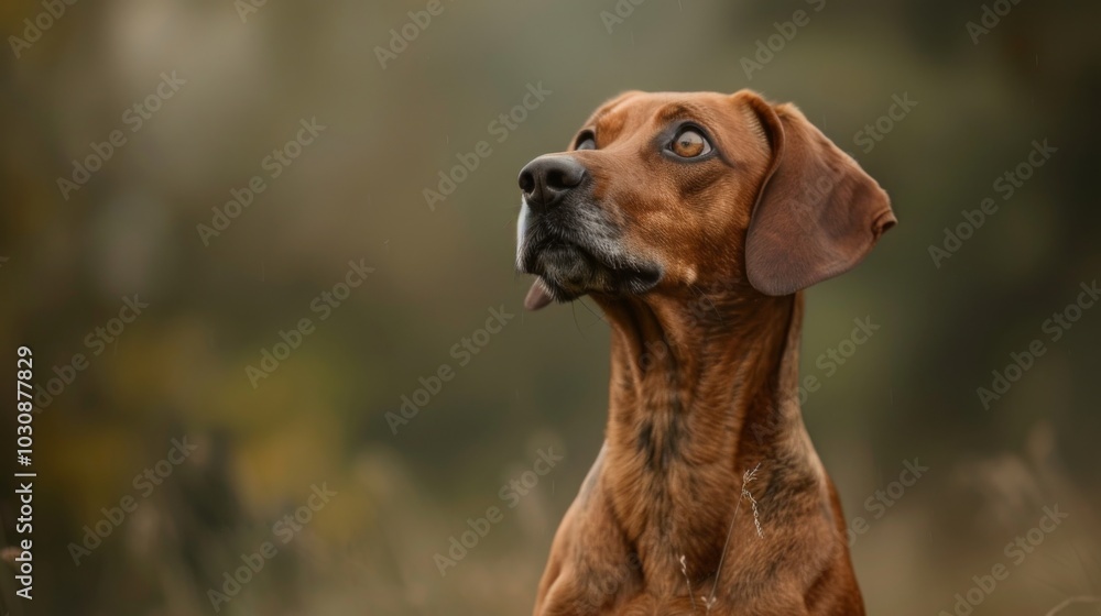 Close-up Portrait of a Brown Dog Looking Up Close-up Portrait of a Brown Dog Looking Up
