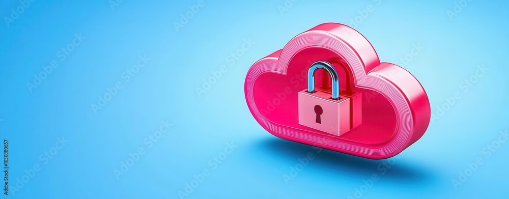 Cloud storage with lock, security symbol, on blue background. Cloud storage with lock, security symbol, on blue background.