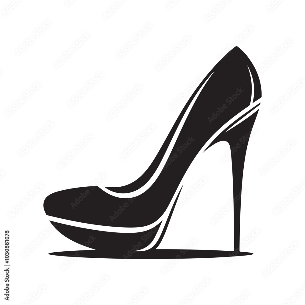 High Heel Shoe Silhouette Icon - A Simple Yet Stylish Design Perfect for Use in Fashion-related Branding, Highlighting the Elegance and Sophistication of Women's Luxury Footwear.
High Heel Shoe Silhouette Icon - A Simple Yet Stylish Design Perfect for Use in Fashion-related Branding, Highlighting the Elegance and Sophistication of Women's Luxury Footwear.