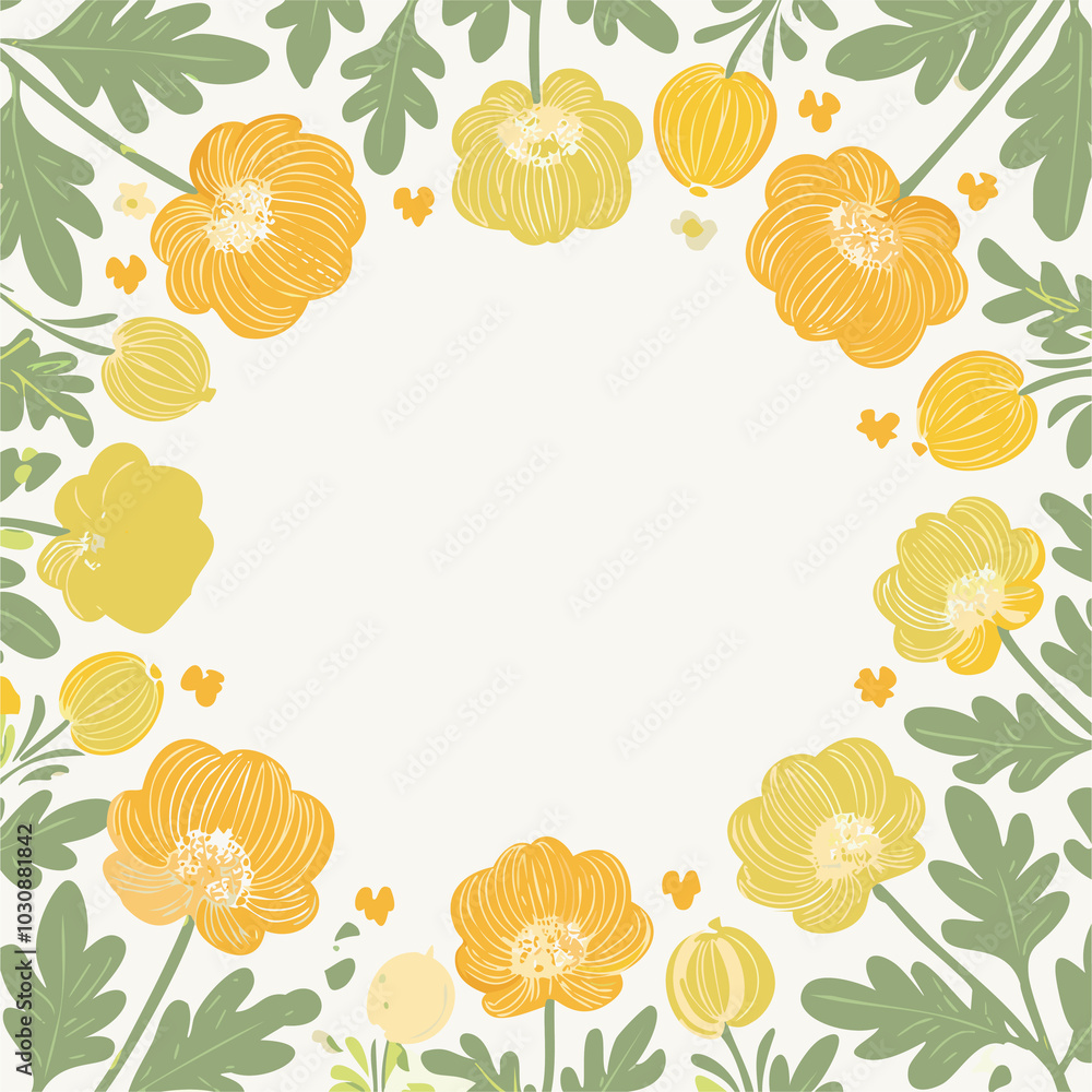 Yellow buttercup flower border frame. Wildflower bloom. Yellow buttercup flower border frame. Wildflower bloom.