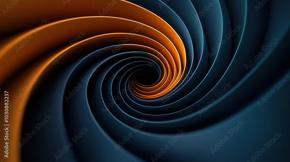 Fototapeta premium Abstract representation of creative development as a glowing spiral with stages Ideation, Exploration, Refinement, and Presentation, 3D illustration