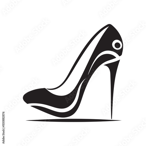 Elegant High Heel Woman Shoes Silhouette Icon - A Stylish and Minimalist Design Perfect for Fashion, Footwear, or Luxury Boutique Branding, Adding a Sophisticated Touch to Any Fashion-related Project.