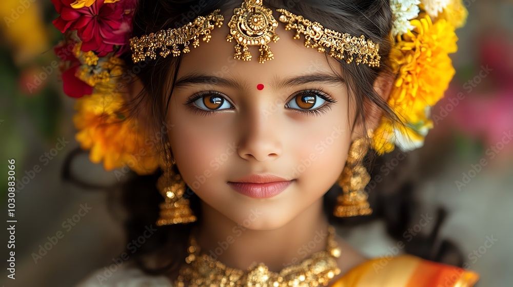 A beautiful young girl adorned in vibrant traditional attire and intricate jewelry, radiating joy and cultural richness. A beautiful young girl adorned in vibrant traditional attire and intricate jewelry, radiating joy and cultural richness.