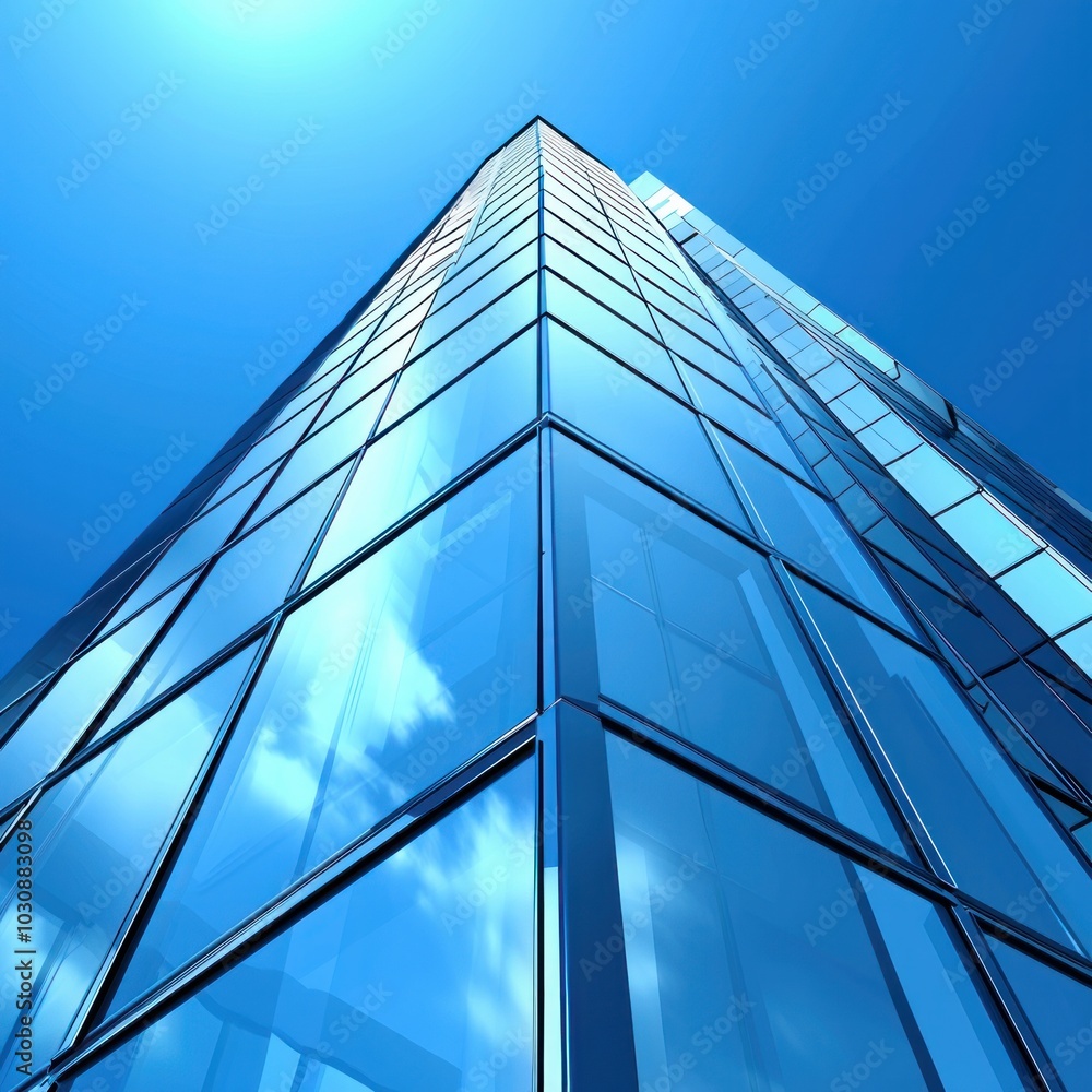 A modern glass building reaching towards the sky, reflecting light and clouds, showcasing contemporary architecture and design. A modern glass building reaching towards the sky, reflecting light and clouds, showcasing contemporary architecture and design.