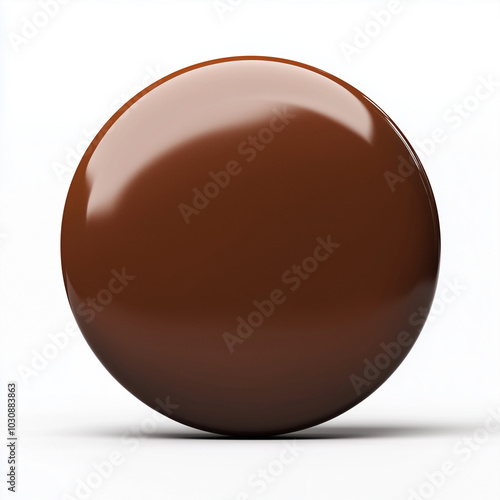 3D chocolate brown circle on a white background