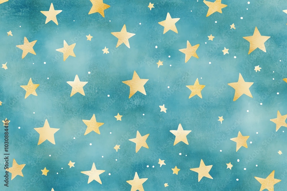 A serene blue background adorned with whimsical gold stars, perfect for adding a celestial touch to any design or project. A serene blue background adorned with whimsical gold stars, perfect for adding a celestial touch to any design or project.