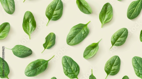 Fresh Spinach Leaves Pattern - Minimalist Food Photography