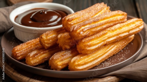 Churros with Chocolate Sauce: A Sweet and Crispy Treat