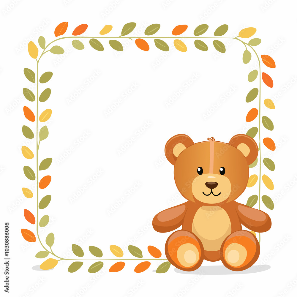 Teddy bear and leaves frame. Teddy bear and leaves frame.