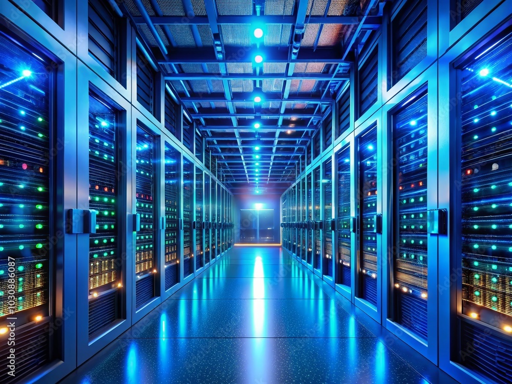 Server Racks in a High-Tech Data Center: The Heart of Network Security and AI Innovation Server Racks in a High-Tech Data Center: The Heart of Network Security and AI Innovation