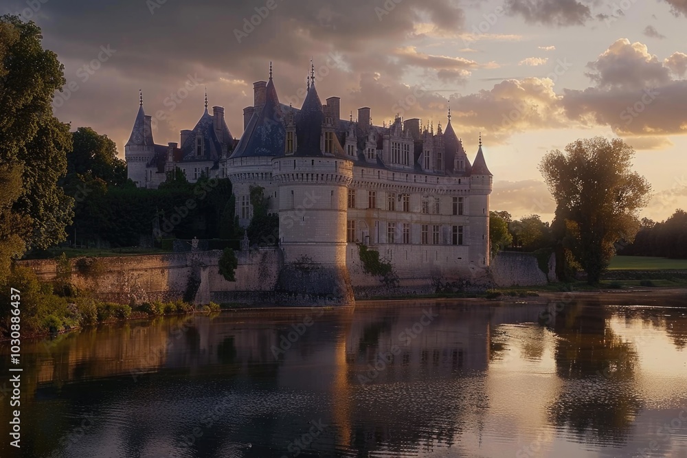 Obraz premium Large Castle on Green Field
