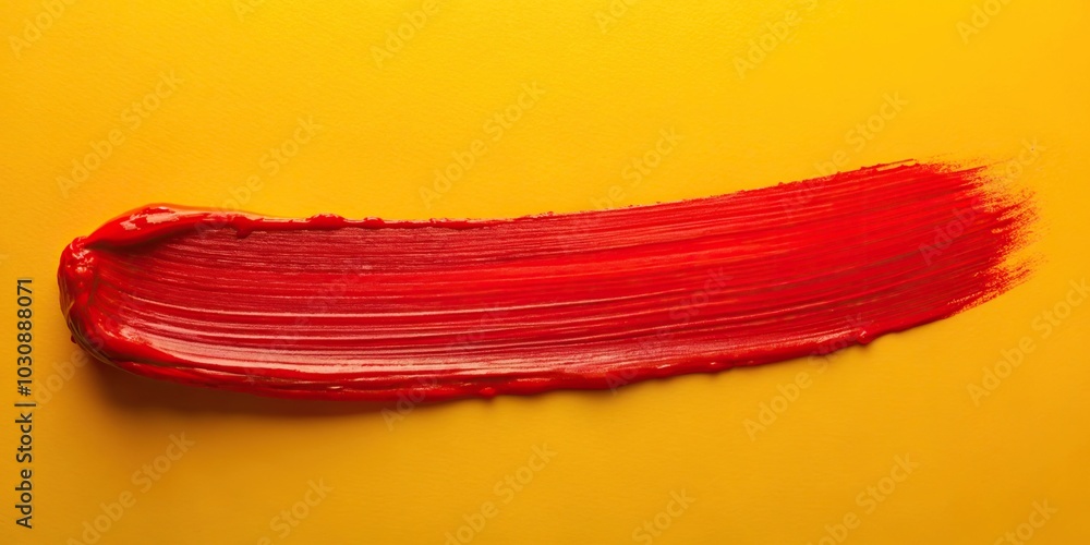 abstract paint stroke on yellow background