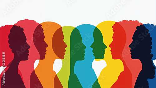 Colorful Silhouettes of Diverse Faces: Celebrating Diversity, Equity, and Inclusion in Corporate Culture