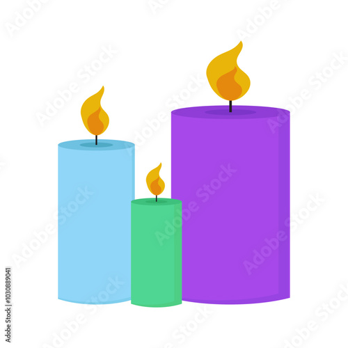 burning candle on white background