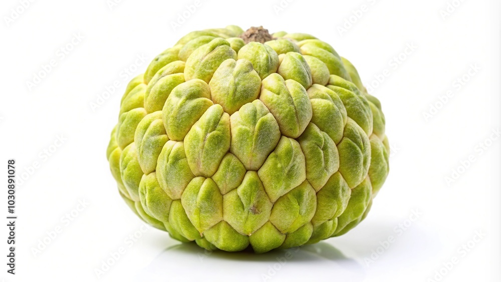 Fresh custard apple without drop shadow on blank white isolated background Fresh custard apple without drop shadow on blank white isolated background