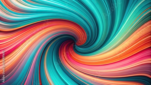 Abstract swirling pattern in teal, pink, and orange