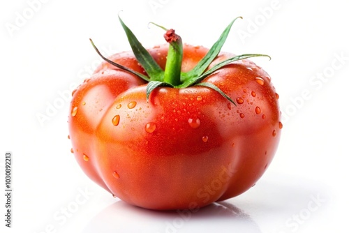 Wallpaper Mural Fresh organic ripe tomato isolated on white background. Shiny tomato macro Torontodigital.ca