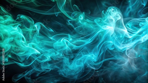 Abstract turquoise smoke texture on background