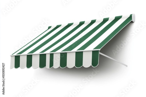 Green and White Striped Awning,