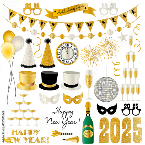2025 New Years Eve Vector Graphics