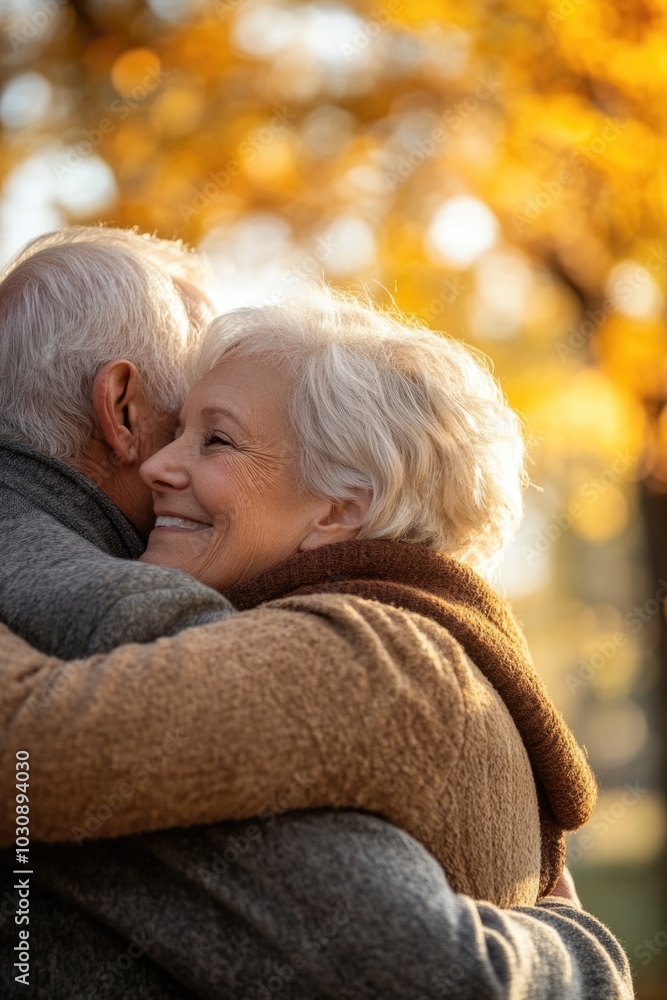 Couple embracing in a park Couple embracing in a park