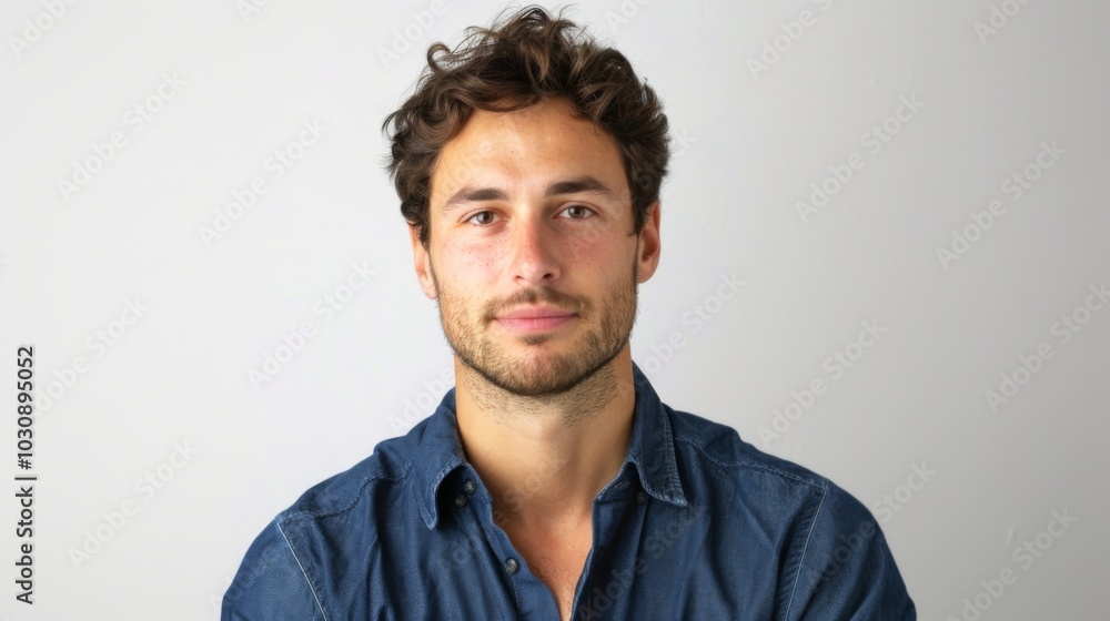 Portrait of a Young Man in a Denim Shirt Portrait of a Young Man in a Denim Shirt