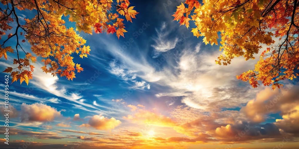 Autumn sky landscape with low angle view Autumn sky landscape with low angle view