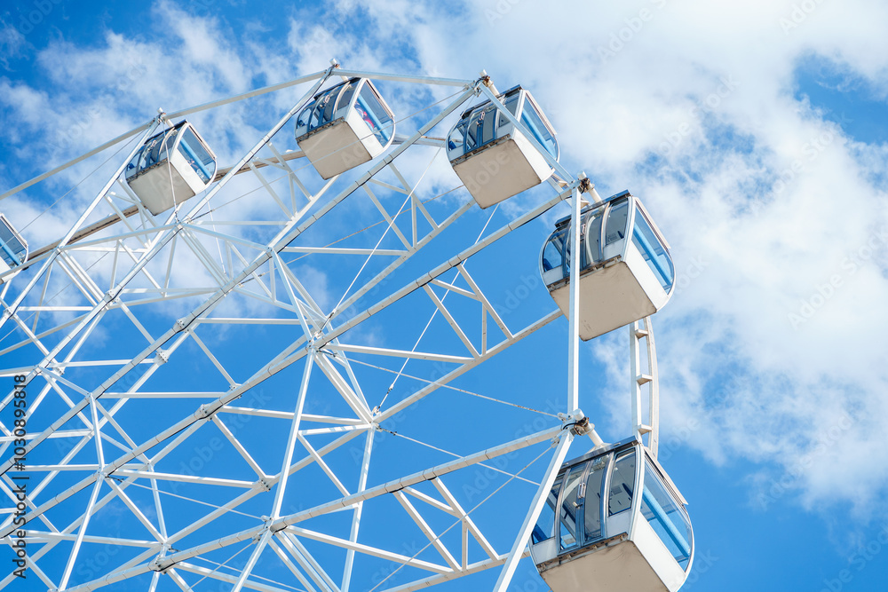 Ferris wheel on a blue sky background. Zelenogradsk, Russia Ferris wheel on a blue sky background. Zelenogradsk, Russia