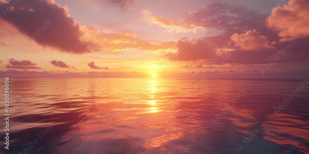 Sunset over ocean with clouds Sunset over ocean with clouds