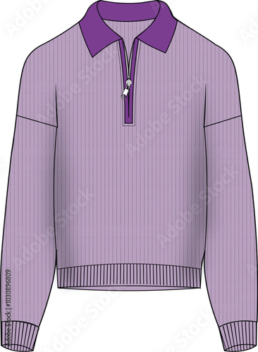 Ladies Half Zip oversize sweater vector design